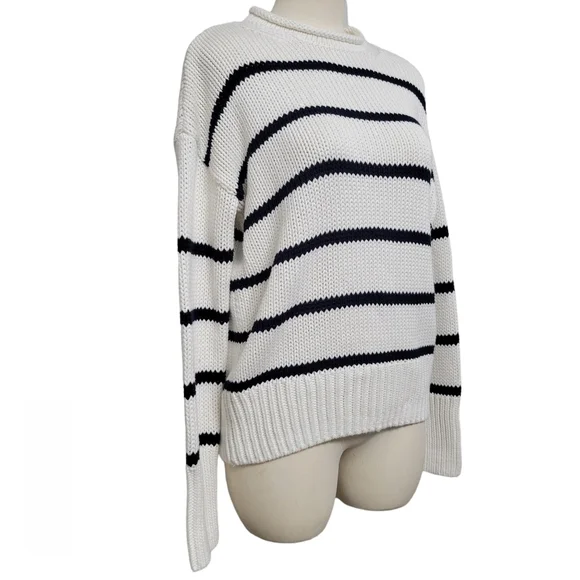 LA LIGNE White/ Navy Blue Marina Striped Sweater Size XS - Picture 4 of 11
